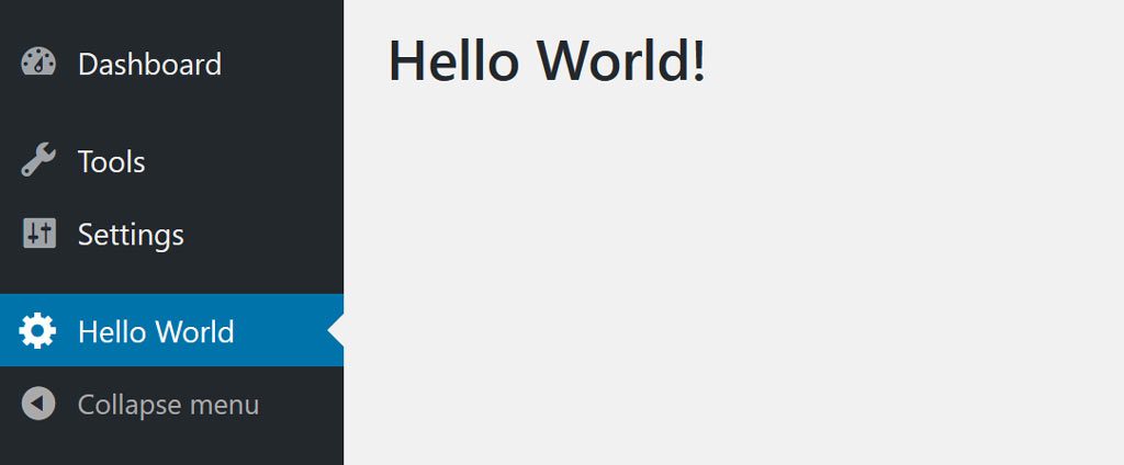 Hello World admin page in admin panel